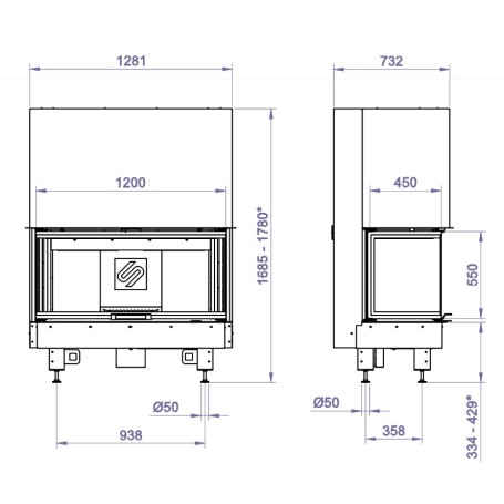 Каминная топка 3VF 1200W (Stav)