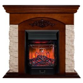 Электрокамин RealFlame Neapolis NT орех с очагом Majestic Lux Black RC