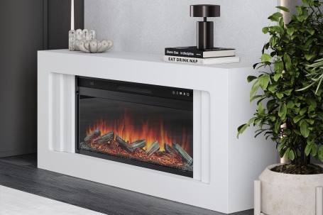 Каминокомплект Line 42 SFT White Marble (Разборный) - Белый мрамор с очагом Vision 42 LED