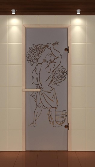 Дверь для сауны Aldo - бронза, рисунок - Эх, да банька! 80x190