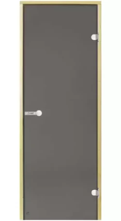 Стеклянная дверь для сауны Harvia STG 90x190, стекло серое, коробка сосна