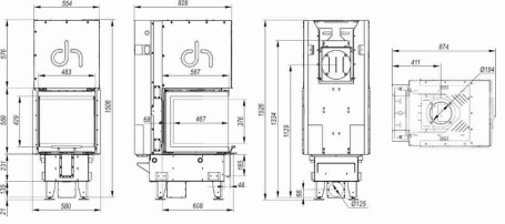 Топка DEFRO HOME INTRA XSM U G, 10кВт, 483/559/567мм, трехсторонний, гильотина