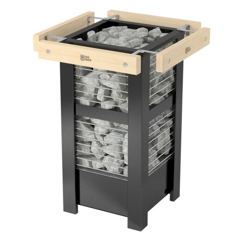 Электрокаменка Костёр Geos Quadro Soft 6 кВт + ограждение из бука