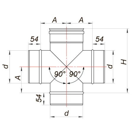 Четверик 90° D80, AISI 304 (Вулкан)