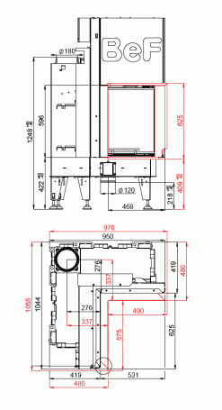 Дровяная топка BeF Flat V 4 L