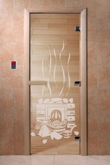 Дверь для сауны DoorWood Банька прозрачная 70х190, коробка ольха