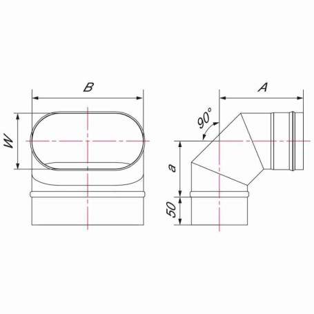 Отвод 90° 100x200 по широкой стороне, AISI 321 (Вулкан)
