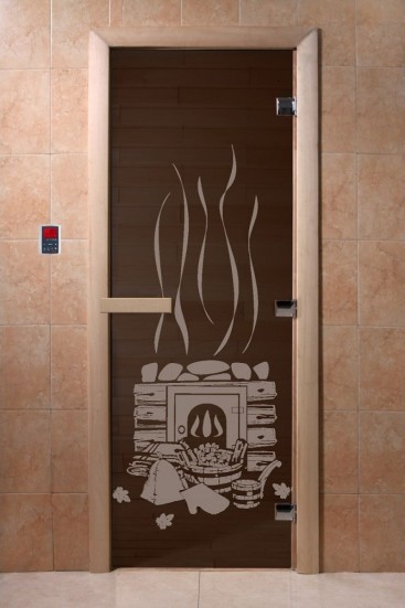 Дверь для сауны DoorWood Банька черный жемчуг 70х190, коробка ольха