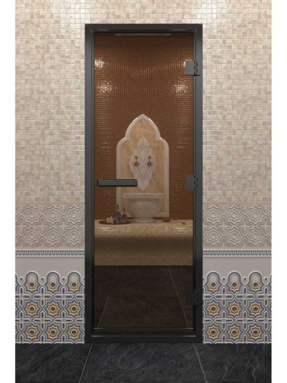Дверь DoorWood Хамам в Черном профиле, стекло бронза, 200х80 (по коробке)