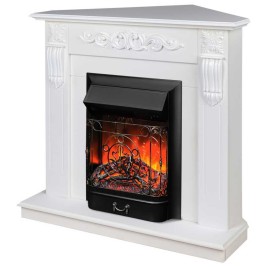 Электрокамин RealFlame Dominica Corner DN белый матовый с очагом Majestic Lux Black