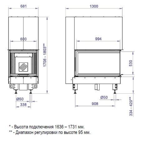 Каминная топка 3VLF 1000G (Stav)