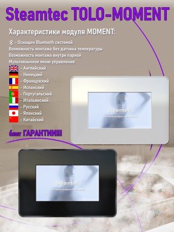 Парогенератор для сауны и хамама Steamtec TOLO MOMENT-120, 12 кВт, Black