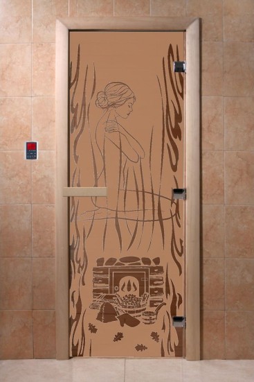 Стеклянная дверь DoorWood Волшебный пар бронза матовая, коробка ольха