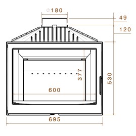 Каминная топка LCI 007 GFR, стекло справа (Liseo Castiron)