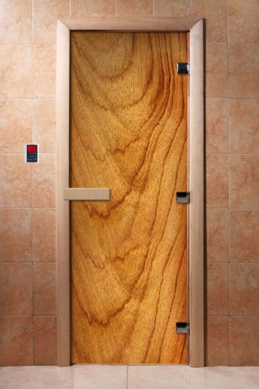 Дверь для сауны DoorWood А051 с фотопечатью, 80х200, коробка ольха