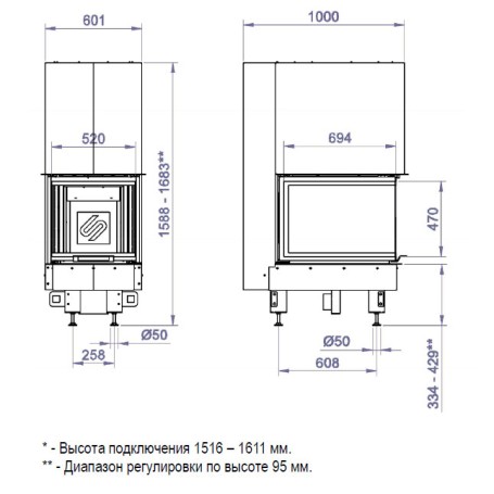 Каминная топка 3VLF 700B (Stav)