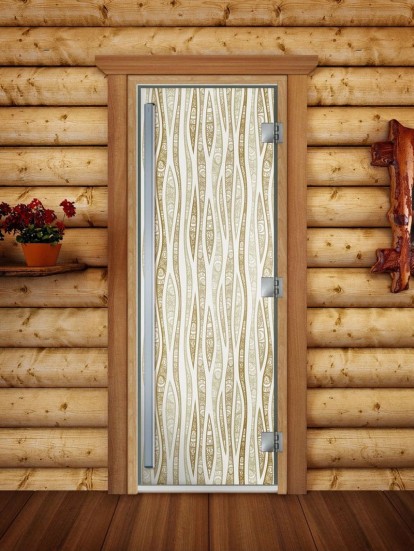 Дверь для сауны DoorWood Престиж А055 с фотопечатью, 70х190, коробка ольха